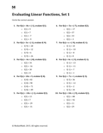 Evaluating Linear Functions--Worksheet Bundle | Teaching Resources