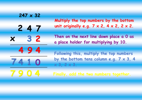 Two digit multiplication mat
