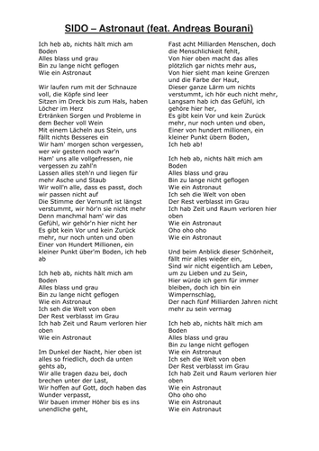 Liedtext Von Astronaut - Liedtexte