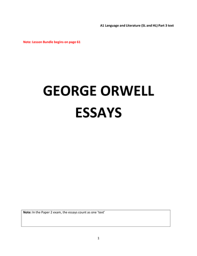 george orwell essays table of contents