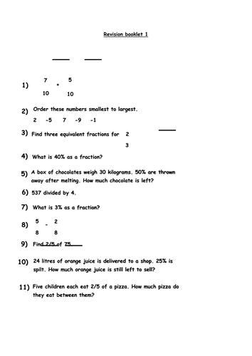 Mini Year 6 Maths revision booklets