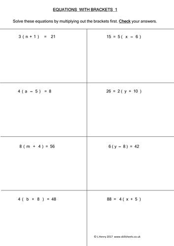 equations-with-brackets-teaching-resources