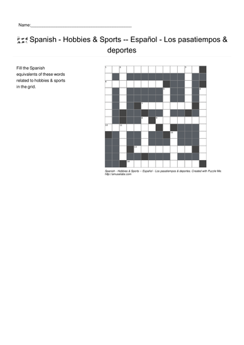 spanish-vocabulary-professions-sports-and-hobbies-crossword-puzzles