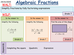 Maths KS4: Simplifying algebraic fractions (harder) | Teaching Resources