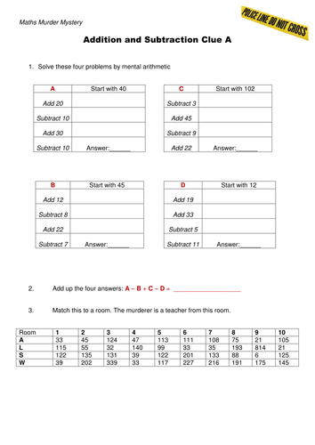 Addition and Subtraction of Whole Numbers worksheet | Teaching Resources