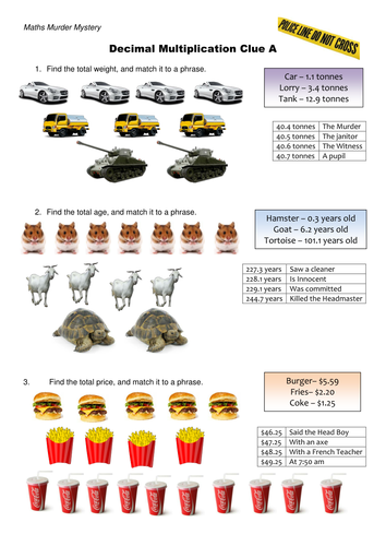 decimal multiplication worksheet teaching resources