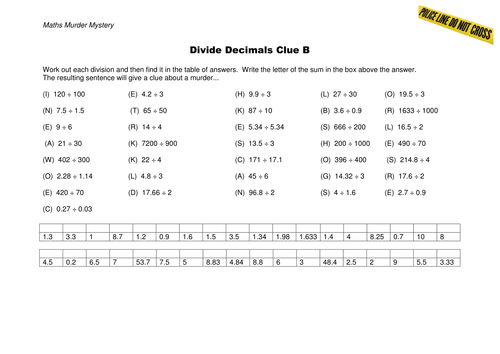 Divide Decimals worksheet | Teaching Resources