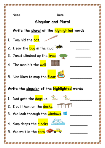 Spellings: Singular Nouns into Plurals and Vice Versa - Presentations