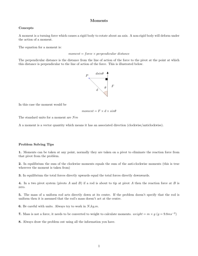M1 Moments Revision Sheet and Problems | Teaching Resources