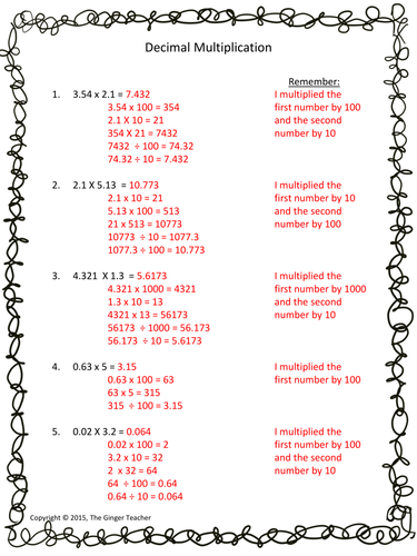 Multiplying decimals teaching resources