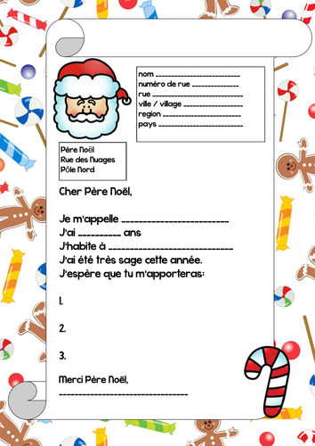 Letter to Father Christmas in French