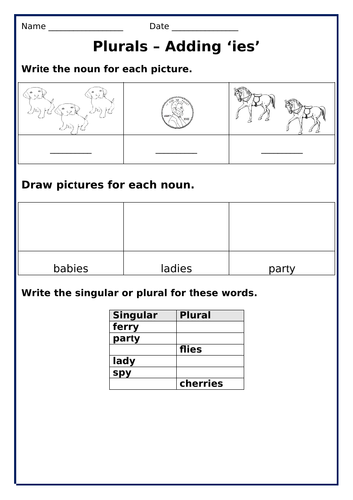 Write Singular Nouns into Plural Nouns Spellings and Vice Versa
