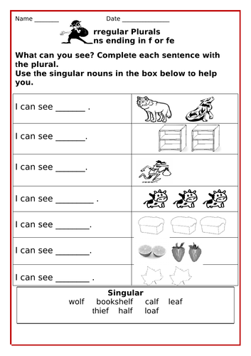 Write Singular Nouns into Plural Nouns Spellings and Vice Versa