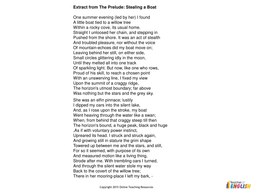 Extract from The Prelude: Stealing a Boat (for use with AQA anthology ...