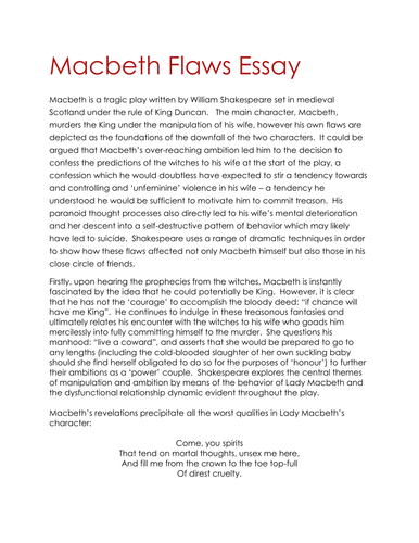 Character analysis of lady macbeth essay