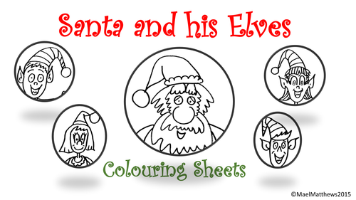 Santa Claus (Father Christmas) and his Elves - Colouring sheets
