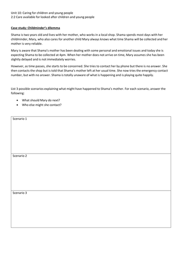 HSC BTEC Level 3 Unit 10 Caring for children and young people ...