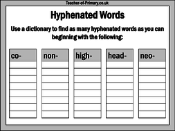 hyphens and brackets powerpoint and worksheets by onlineteaching