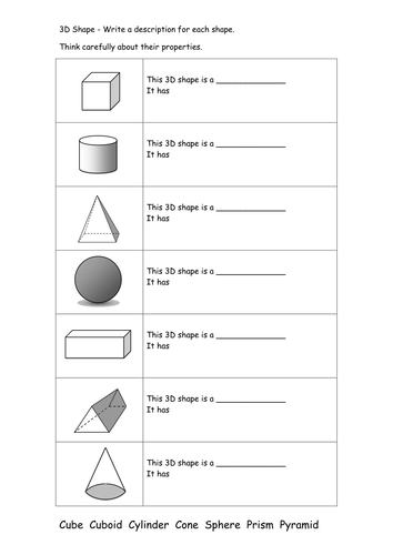 Maths 3D Shapes Key Stage 1 or Key Stage 2 revision. Bundle of fully ...