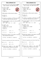 Basic Arithmetic Tests by RUN DMC | Teaching Resources