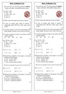 Basic Arithmetic Tests by RUN DMC | Teaching Resources
