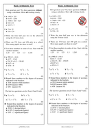 Basic Arithmetic Tests by RUN DMC | Teaching Resources