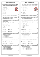 Basic Arithmetic Tests by RUN DMC | Teaching Resources