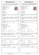 Basic Arithmetic Tests by RUN DMC | Teaching Resources