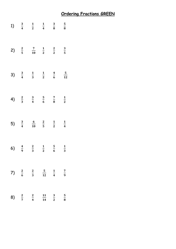 Worksheets Ordering Fractions Worksheets equivalent fractions simplifying ordering by rag docx