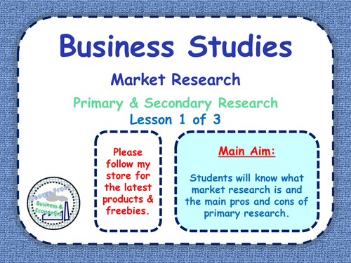 Market Research Lesson 1 3 Primary Secondary Marketing Research 