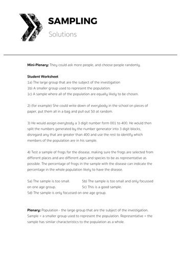 Sampling - Complete Lesson | Teaching Resources