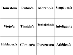 Spanish Adjectives Flash Cards Student Printable Adjetivos
