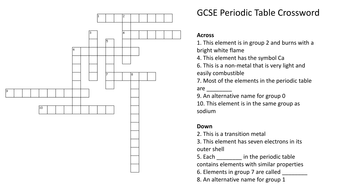 Worksheets Periodic Table Crossword Puzzle Worksheet periodic table crossword puzzle with answers by gcse pdf