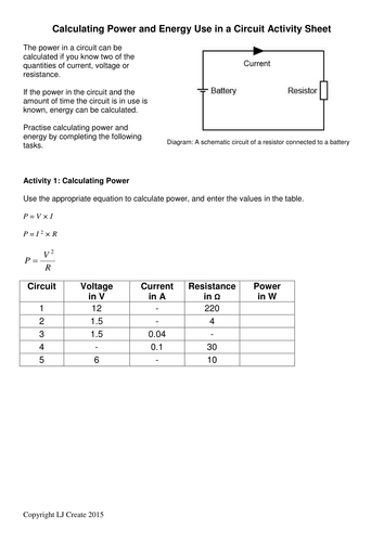 Calculation of Electrical Power (Complete lesson resources) | Teaching
