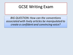 Gcse Lively Article Writing Teaching Resources