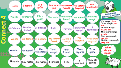 Past tense revision with a connect 4 game