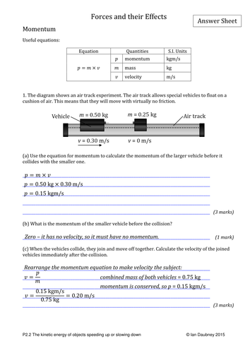 Gcse Physics Worksheets Forces Motion And Energy Teaching Resources 4027