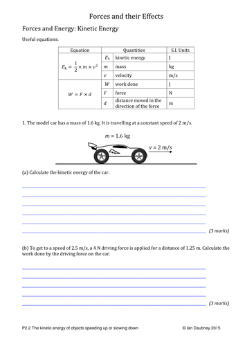 GCSE Physics Worksheets - Forces, Motion and Energy | Teaching Resources