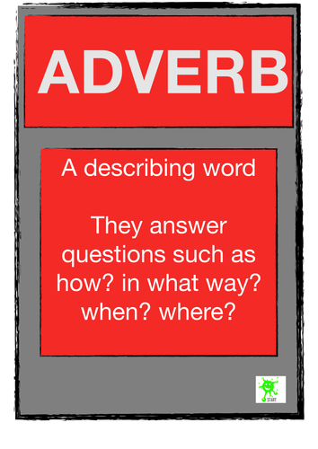 English Resource. Classroom Visuals. Adverb Poster
