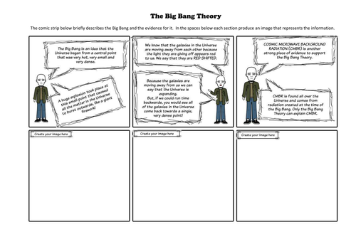 The Big Bang comic strip and newspaper activity