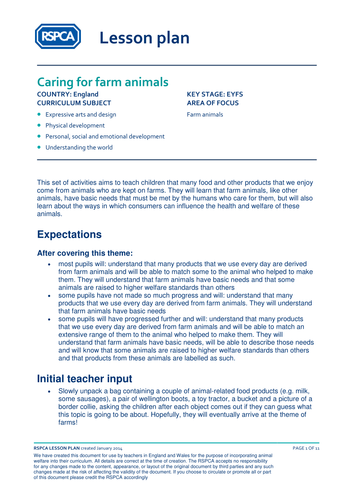 Lesson Plan - Caring for Farm Animals | Teaching Resources