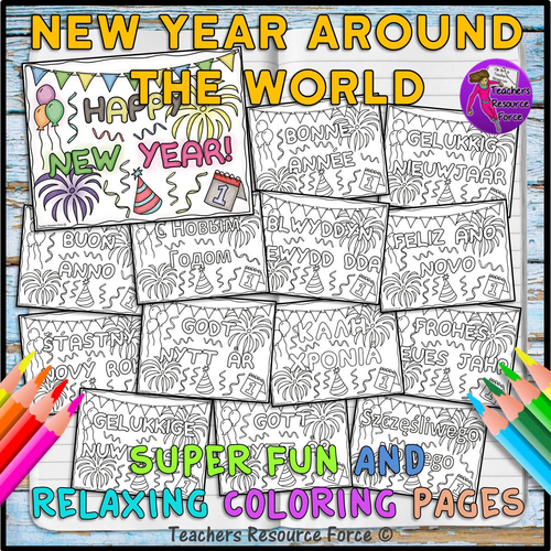 New Year Around the World Colouring Pages