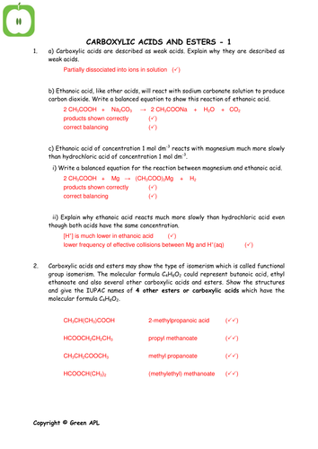 a level chemistry revision teaching resources