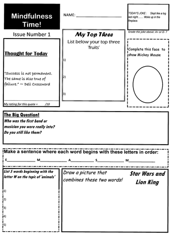 Mindfulness & creative  Learning (more than just colouring in or listology) -  great for Form Time 