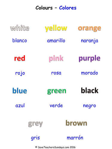 Colours in Spanish KS2 worksheets, activities and flashcards | Teaching