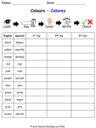 Colours in Spanish KS2 worksheets, activities and flashcards by