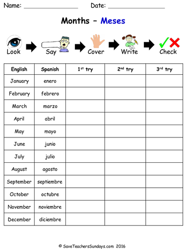 months in spanish ks2 worksheets activities and flashcards teaching