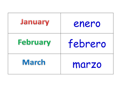 Months In Spanish Ks2 Worksheets Activities And Flashcards By