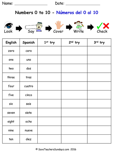 Numbers 0-10 in Spanish KS2 worksheets, activities and ...