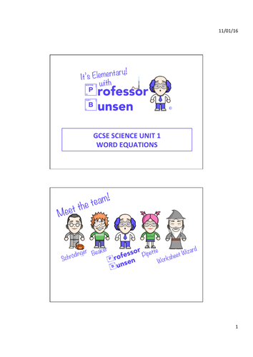 AQA 9-1 GCSE chemistry - Unit 1 - Lesson 3 Chemical equations, word